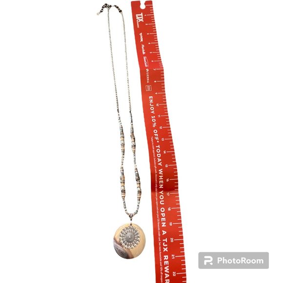 Ruby Red Pendant, beaded, long - Picture 3 of 3